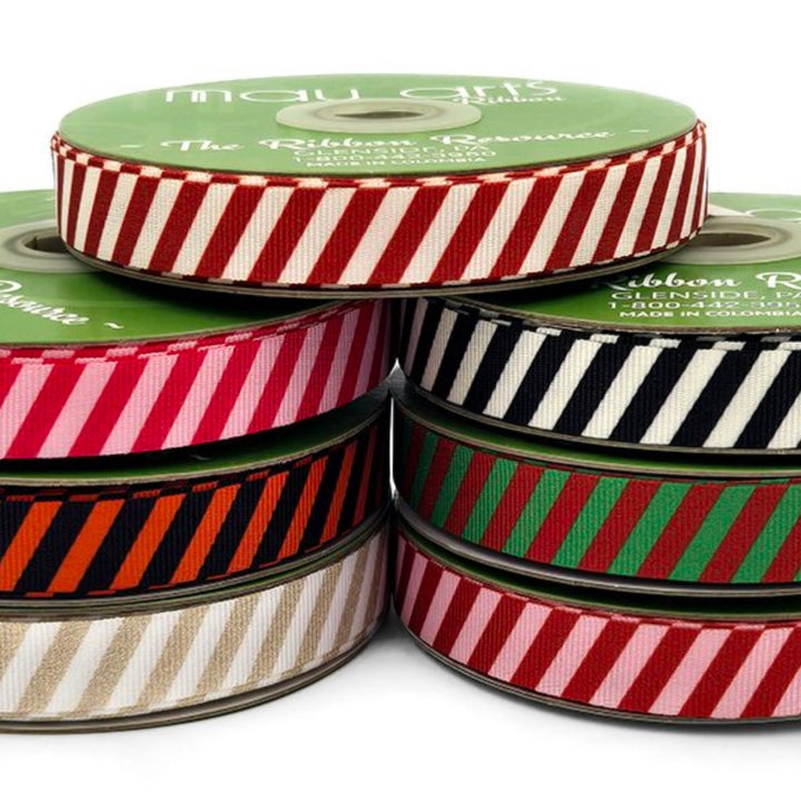 5/8" Diagonal Stripe Grosgrain Ribbon