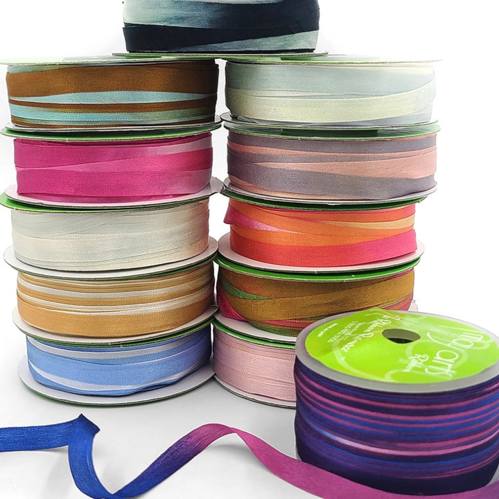 1/4" 100% Hand-Dyed Variegated Silk Ribbon