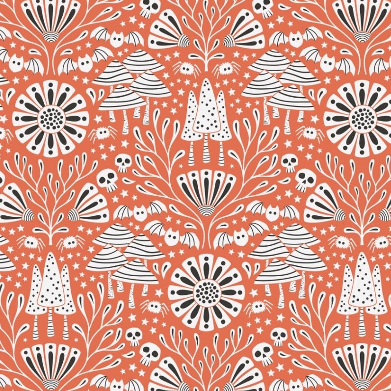 Gothic Whimsy by the 1/4 Yard - Gothic Forest Orange