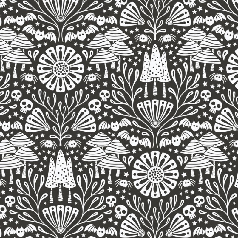 Gothic Whimsy by the 1/4 Yard - Gothic Forest Black