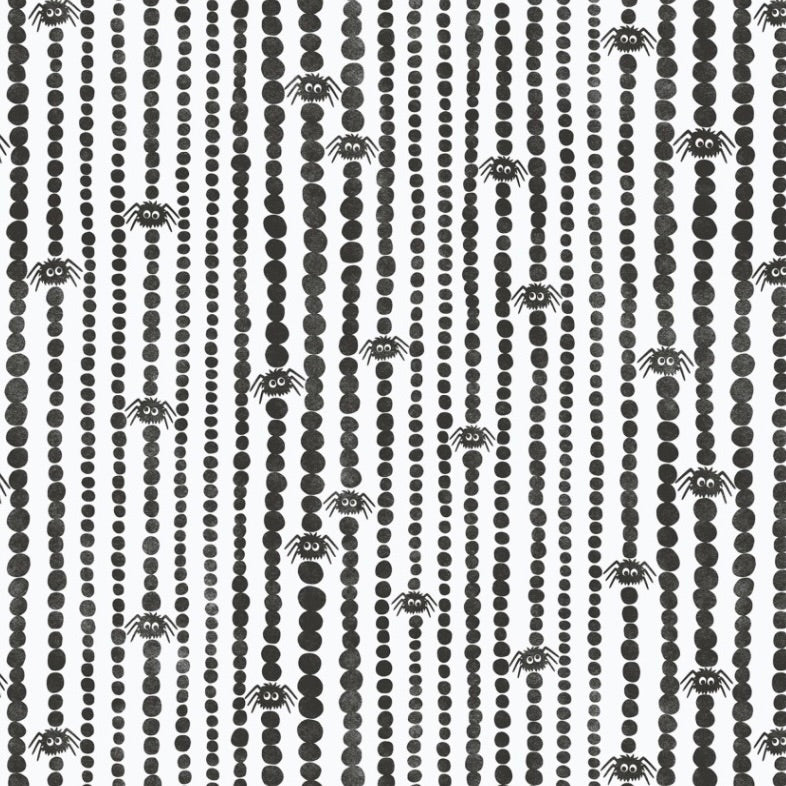 Gothic Whimsy by the 1/4 Yard - Spiders Stripes White