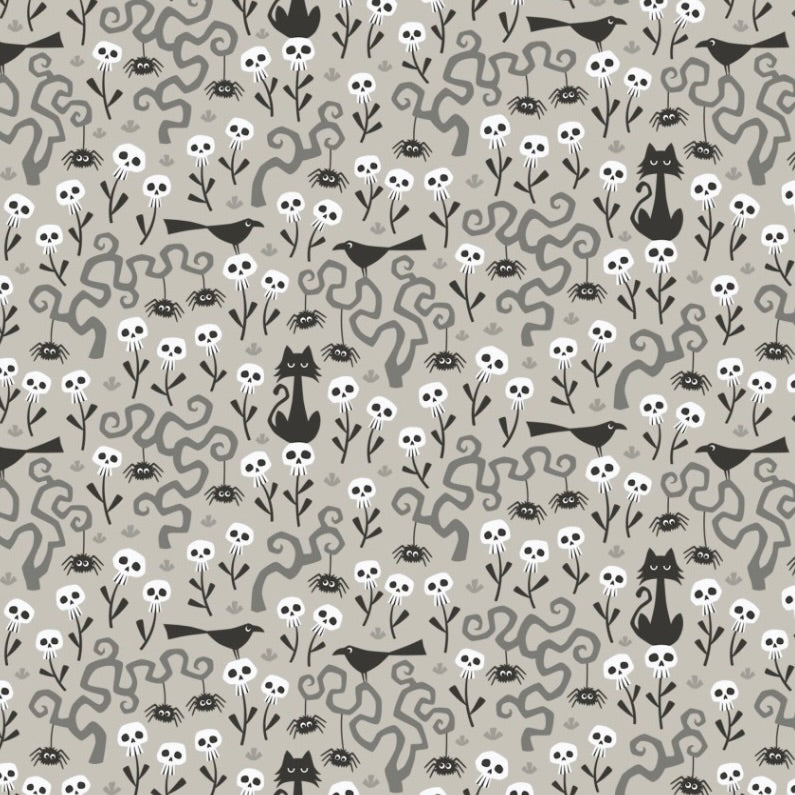 Gothic Whimsy by the 1/4 Yard - Skulls Garden