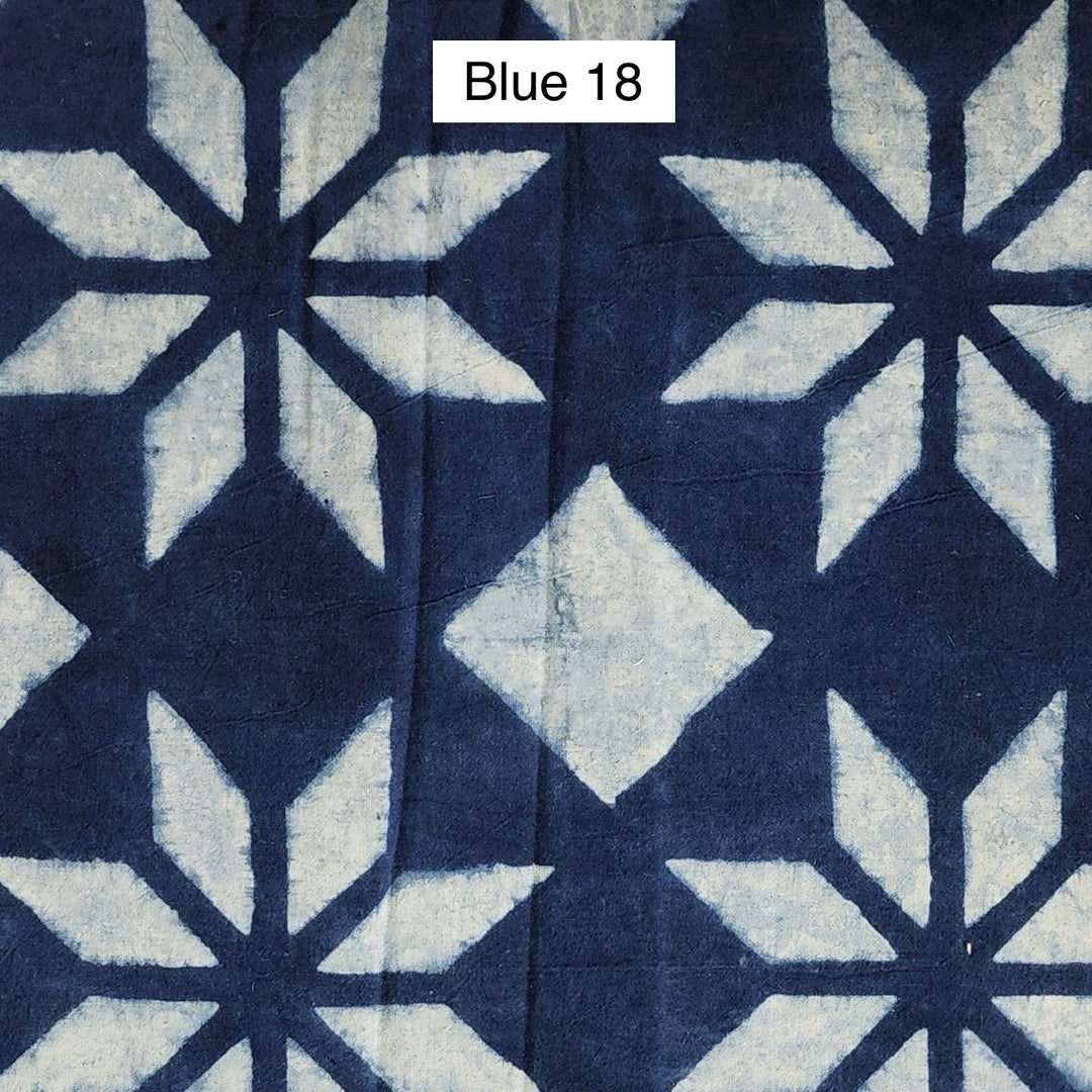 Block Printed Indian Cotton Fabric by the 1/4 Yard - Blue 18