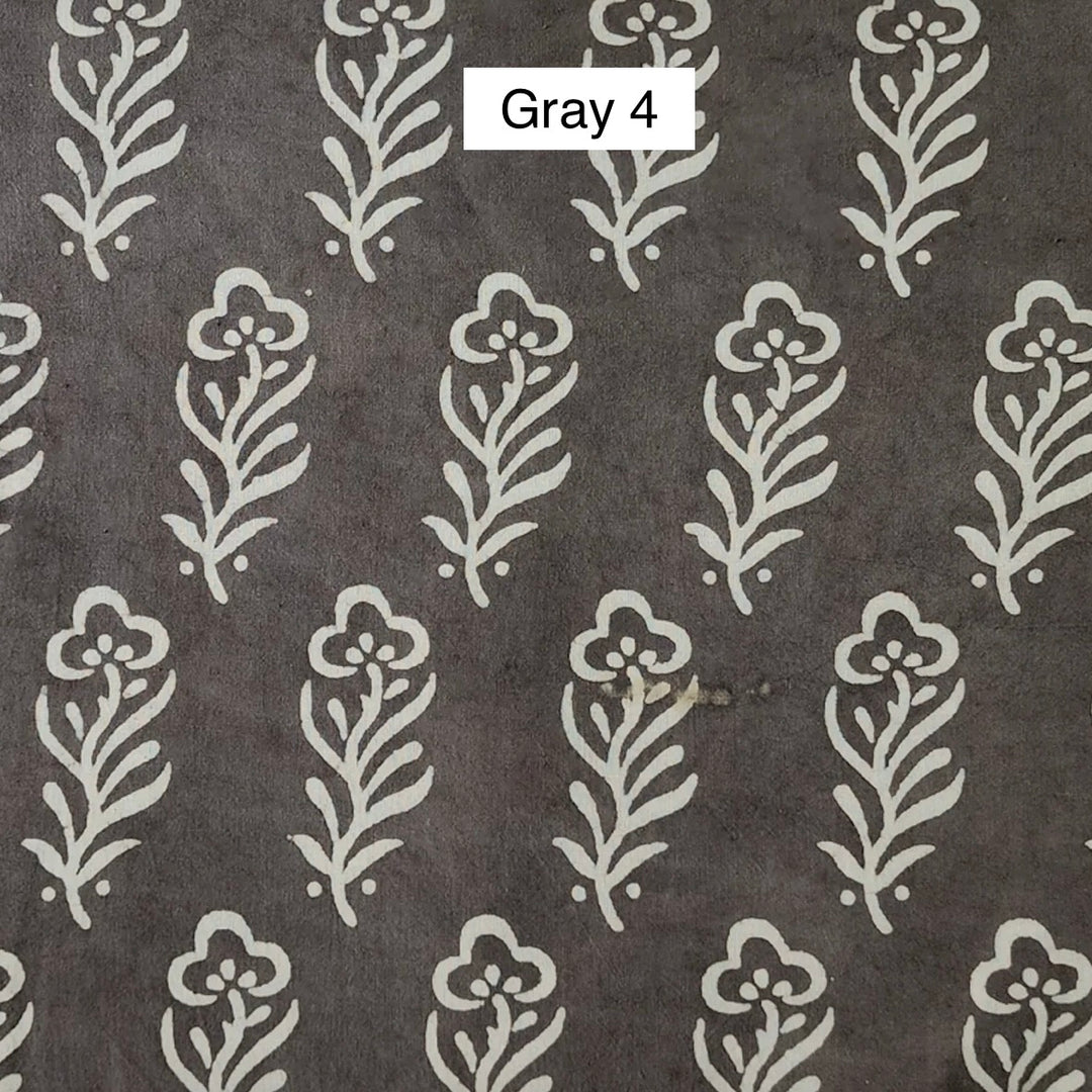 Block Printed Indian Cotton Fabric by the 1/4 Yard - Gray 4