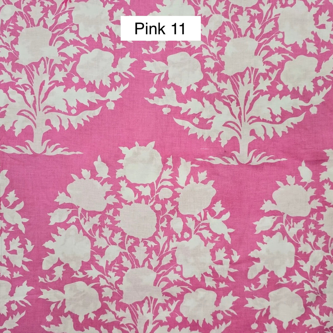 Block Printed Indian Cotton Fabric by the 1/4 Yard - Pink 11