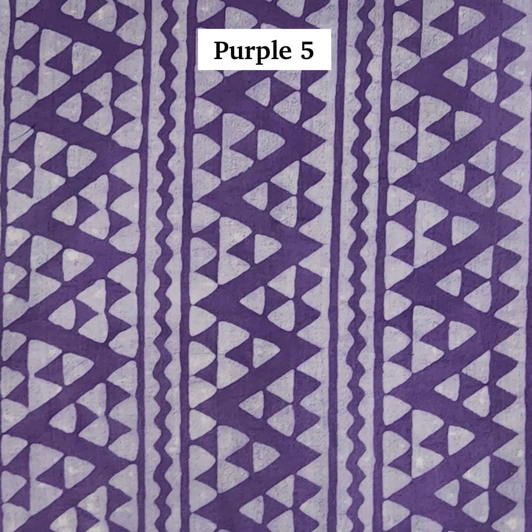 Block Printed Indian Cotton Fabric by the 1/4 Yard - Purple 5