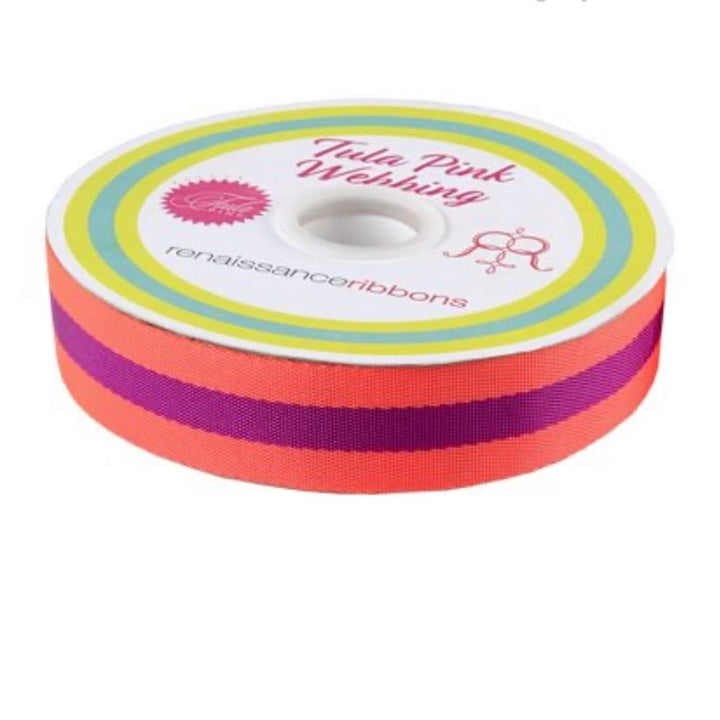 Tula Pink Webbing 1.5 in - Watermelon & Plum