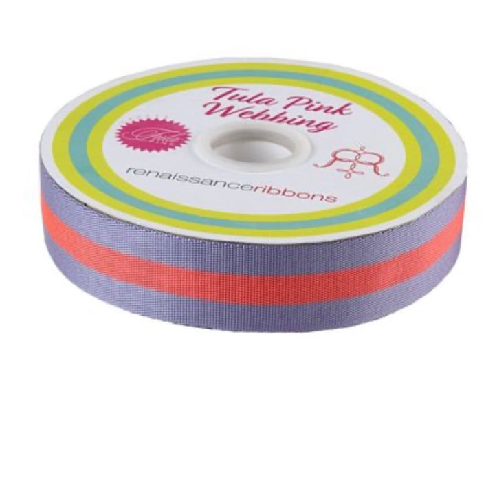 Tula Pink Webbing 1.5 in - Lavender & Pink