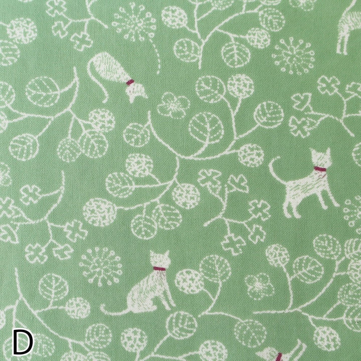 Cat & Flower Print Japanese Fabric