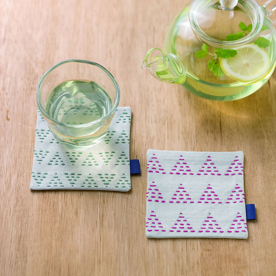Sashiko Coaster Pair Kit Mountains