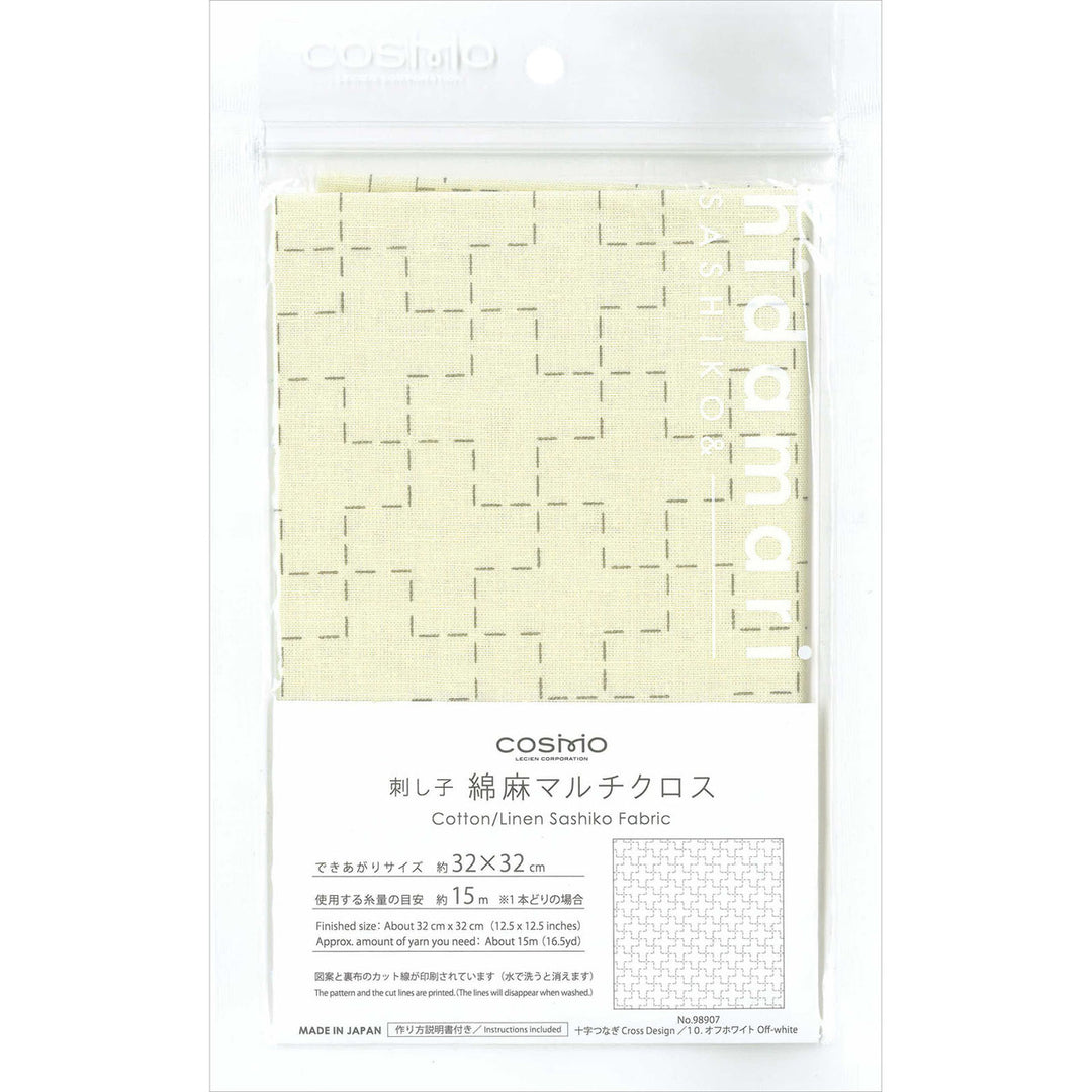 Sashiko Pre-Printed Cloth - Juji-Tsunagi Off-White
