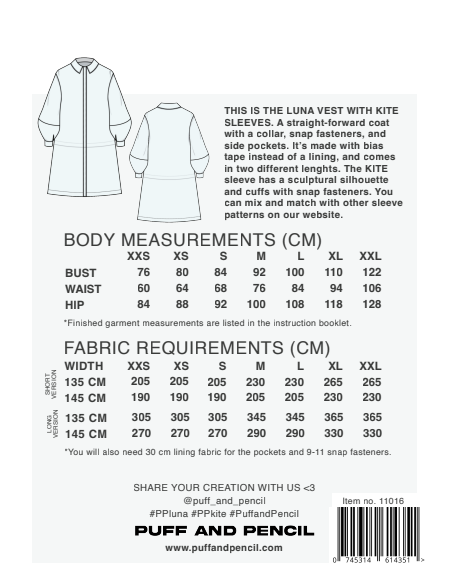 Luna Vest x Kite Sleeves Pattern