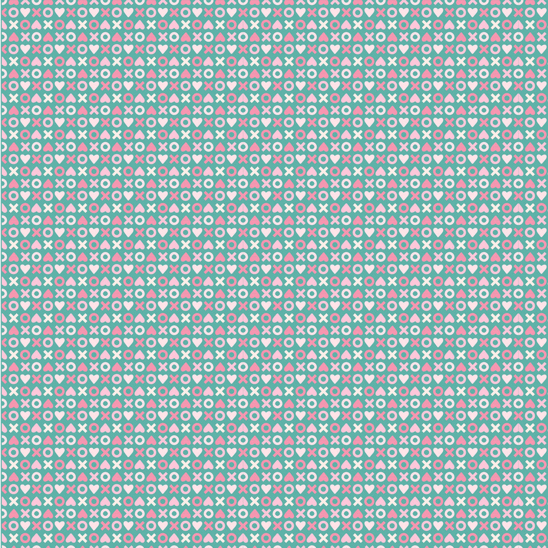 Smitten Chicken by the 1/4 Yard - XOXO Aqua