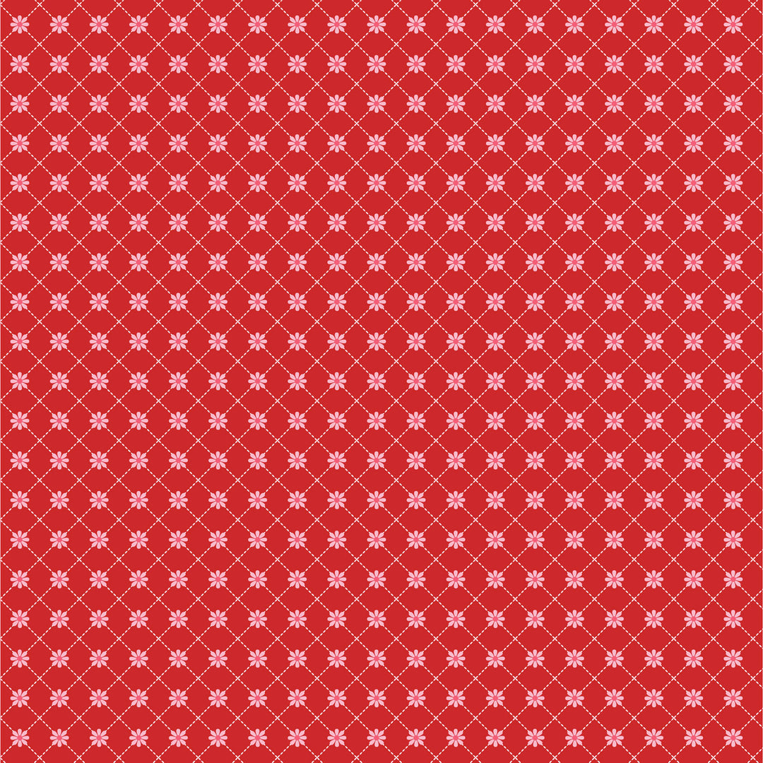 Smitten Chicken by the 1/4 Yard - Lazy Daisy Red