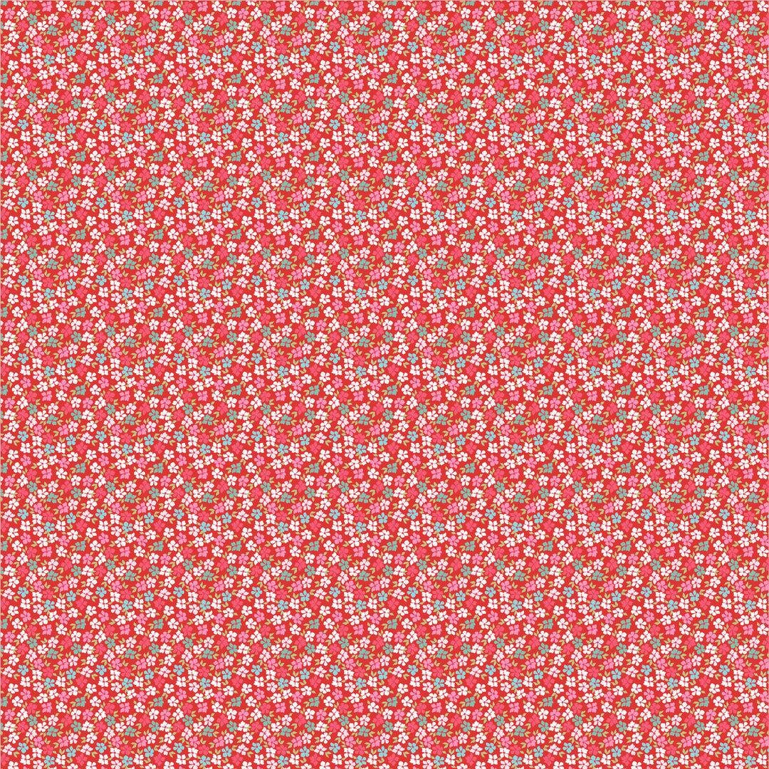 Smitten Chicken by the 1/4 Yard - Wild Phlox Red