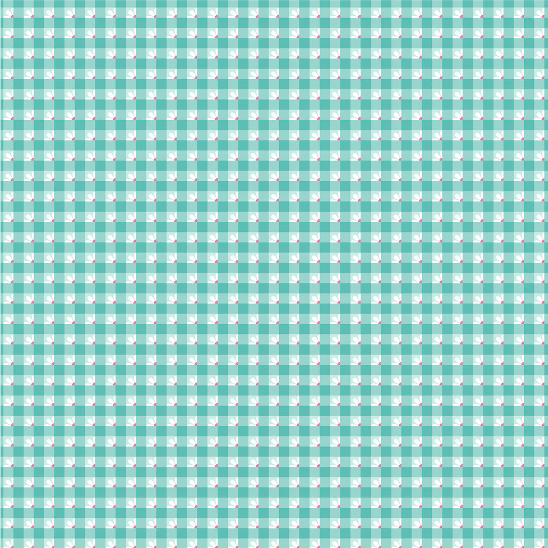 Smitten Chicken by the 1/4 Yard - Check-a-roo Aqua