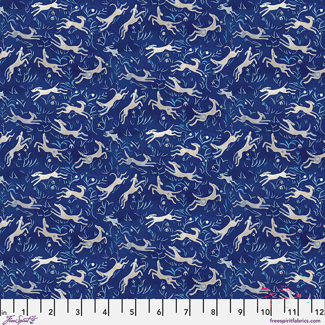 Azul by the 1/4 Yard - Chasing Rabbits