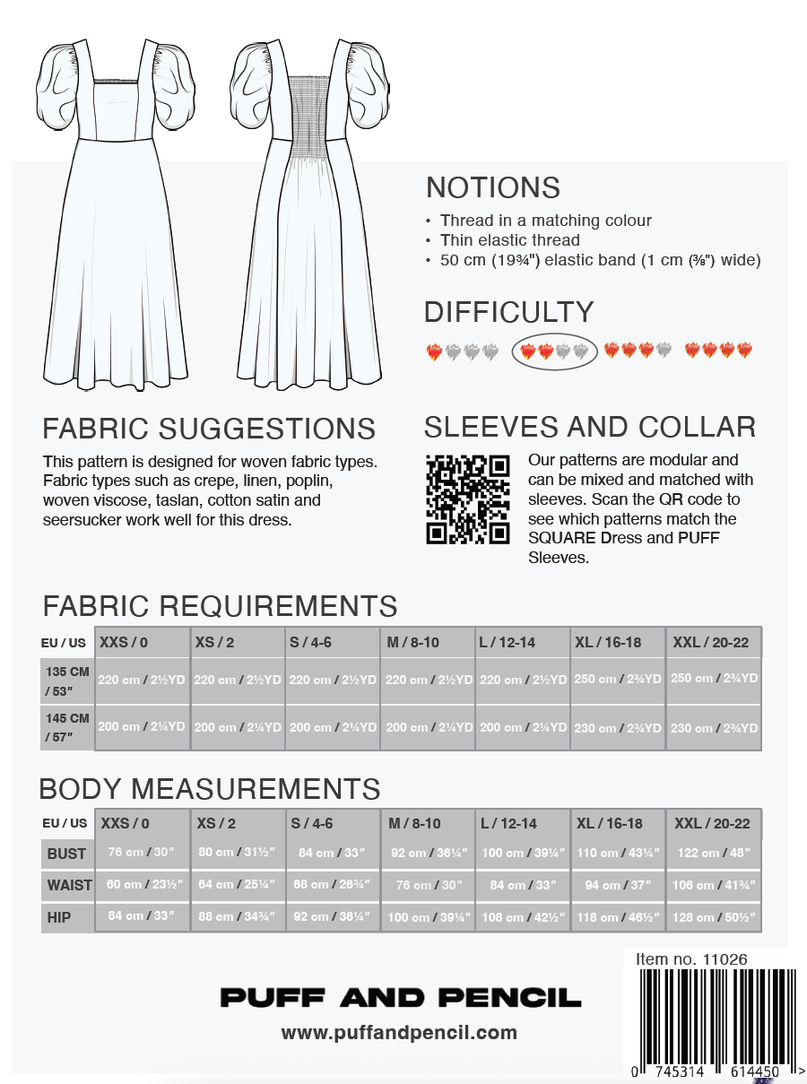 Square Dress x Puff Sleeves Pattern