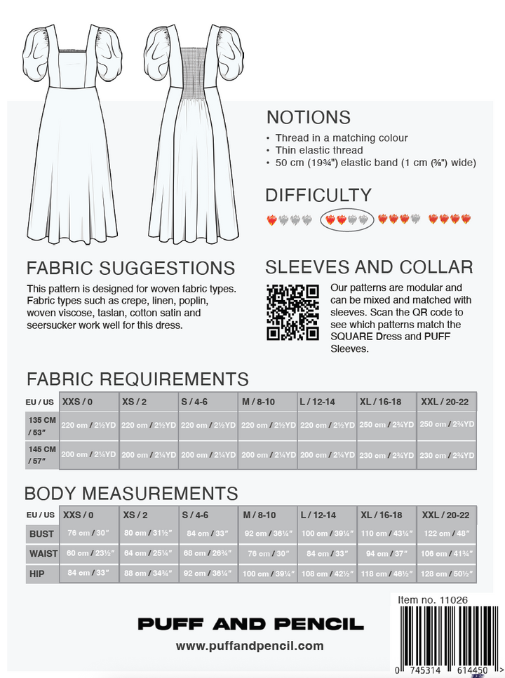 Square Dress x Puff Sleeves Pattern