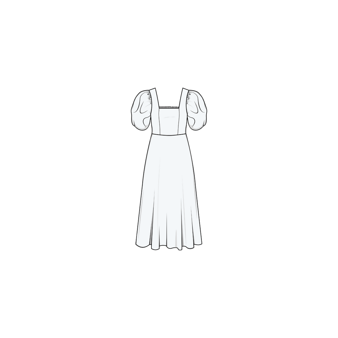 Square Dress x Puff Sleeves Pattern