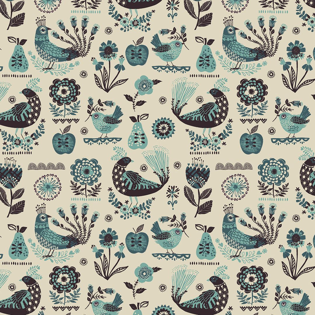 Fine Folk by the 1/4 Yard - Songbirds Ecru