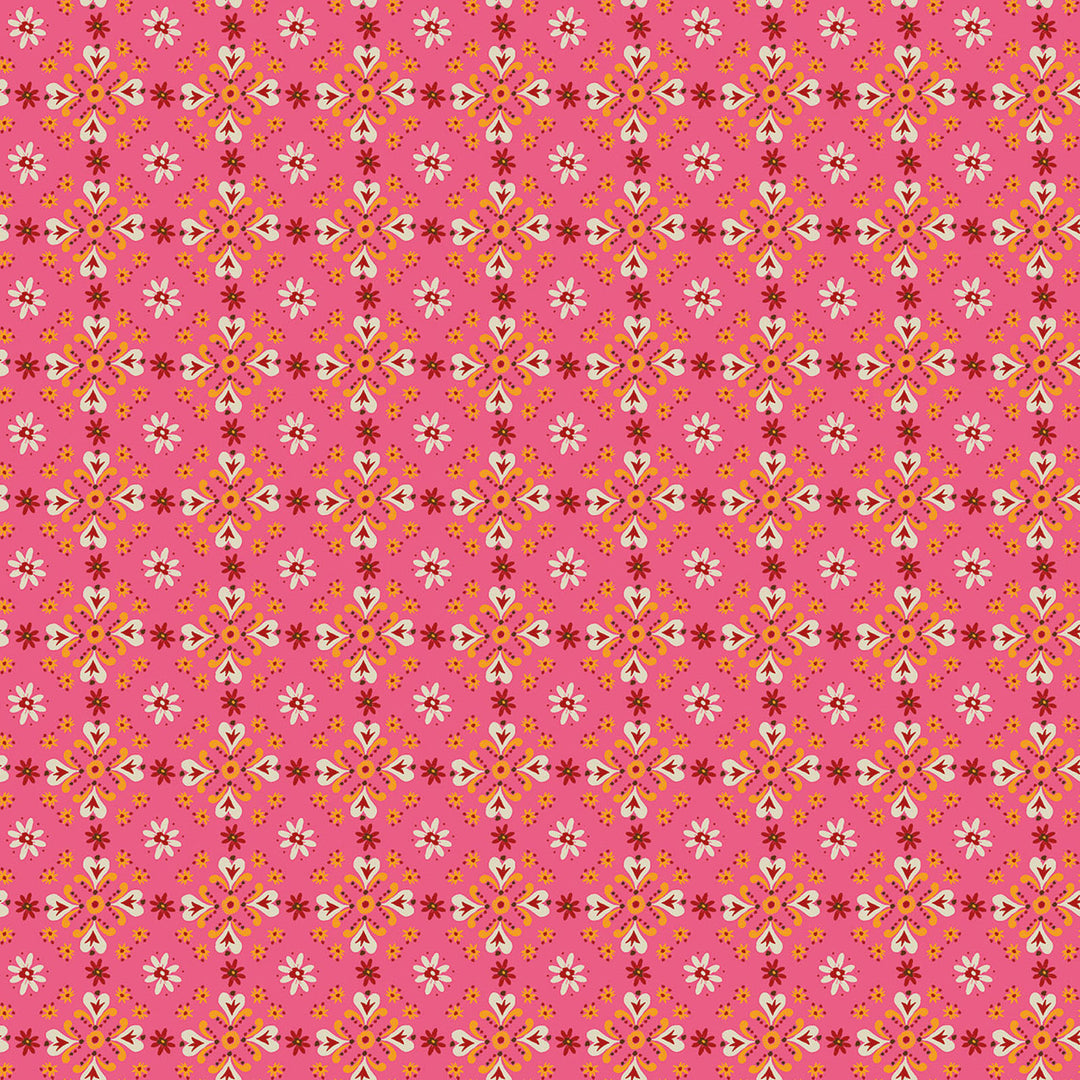 Fine Folk by the 1/4 Yard - Folk Foulard Rose