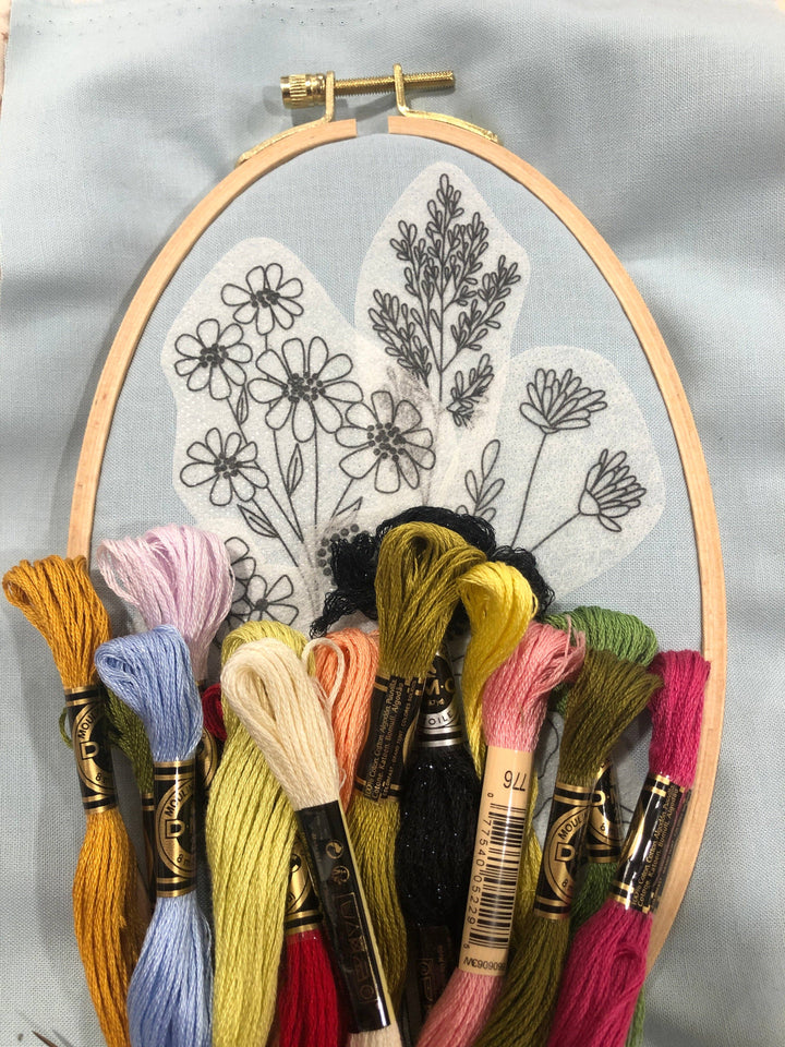 Wildflower Stems Embroidery - Peel Stick &amp; Stitch Patterns
