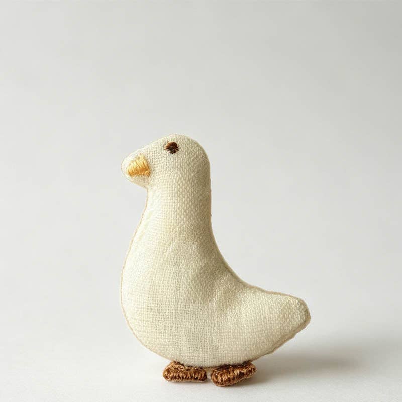 Embroidered Fabric Duck Brooch Pin