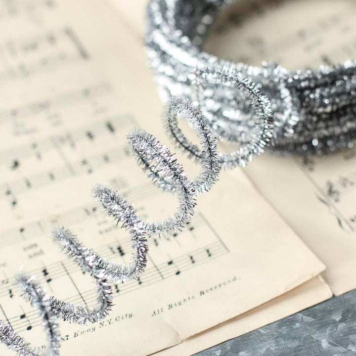 10 Yards Tinsel Skinny Wired Cord Garland - Select Color
