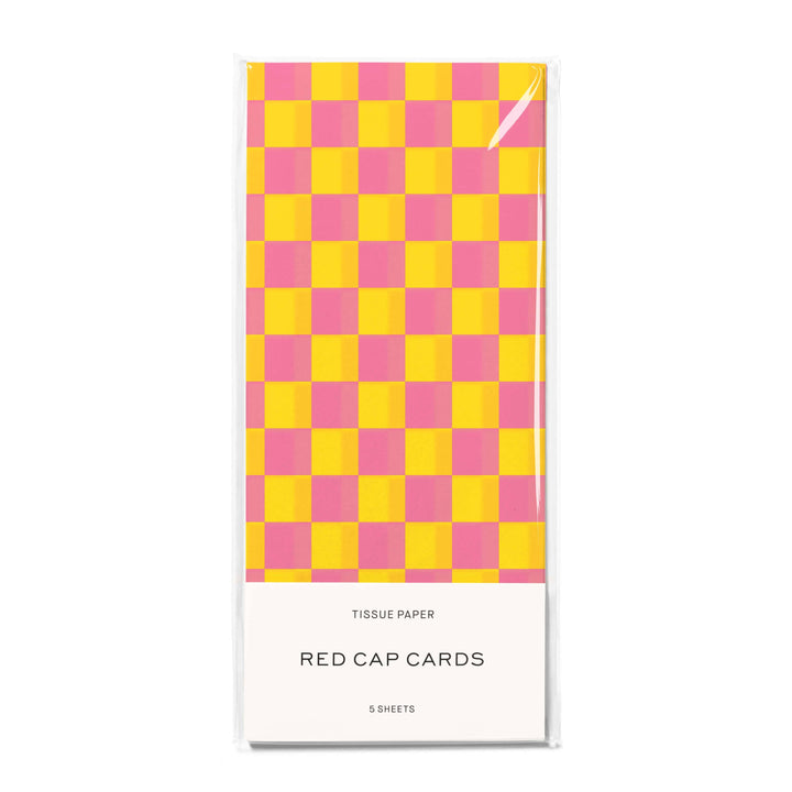 Pink and Yellow Checkers tissue paper