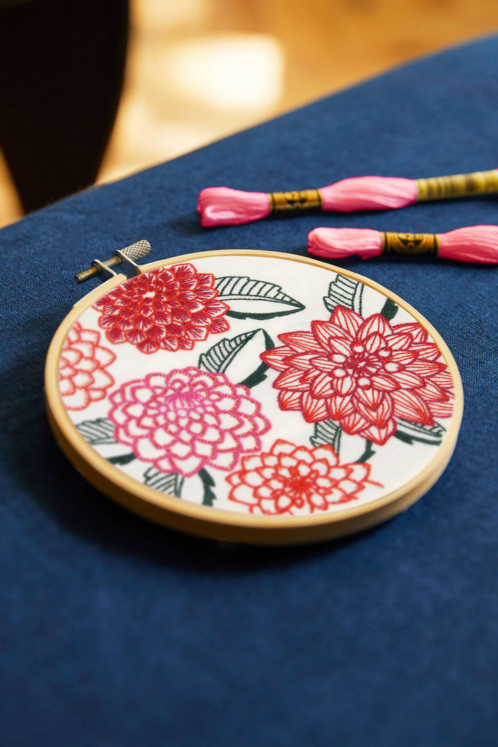 DMC Designer Embroidery Kit - Dahlias
