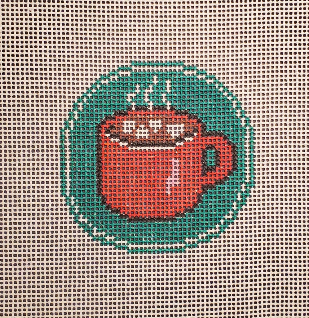 Christmas ornament cocoa mug needlepoint hand painted canvas