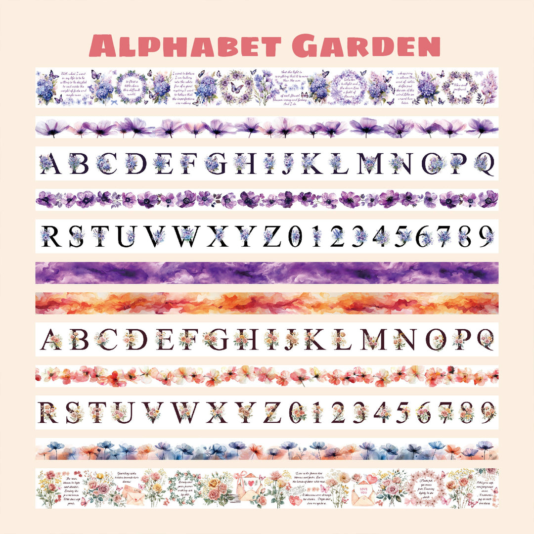 Alphabet Garden Washi Tape Set - 24 Rolls