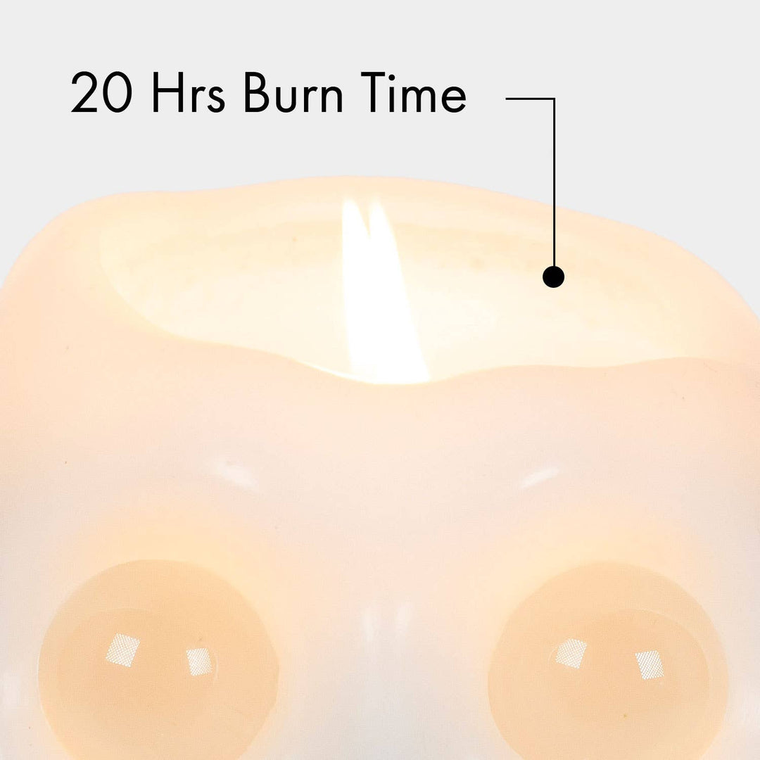 Skull Candle With Crystal Eyeballs White