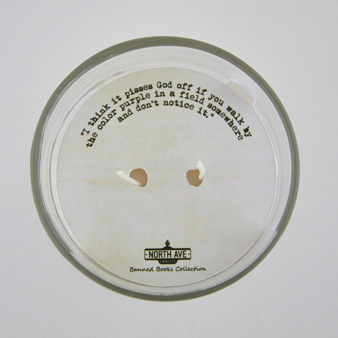 Banned Book Candle / The Color Purple / Bookstore Sidelines