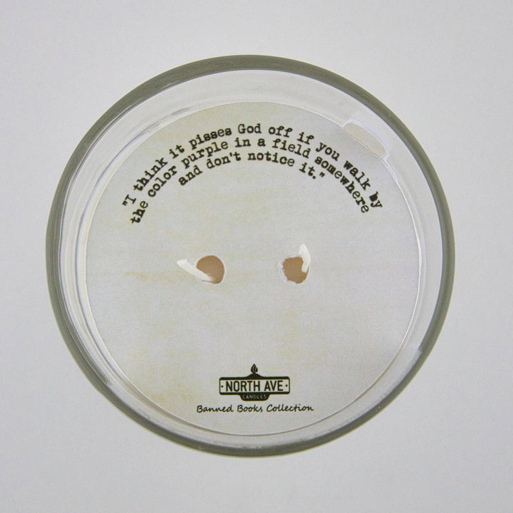 Banned Book Candle / The Color Purple / Bookstore Sidelines