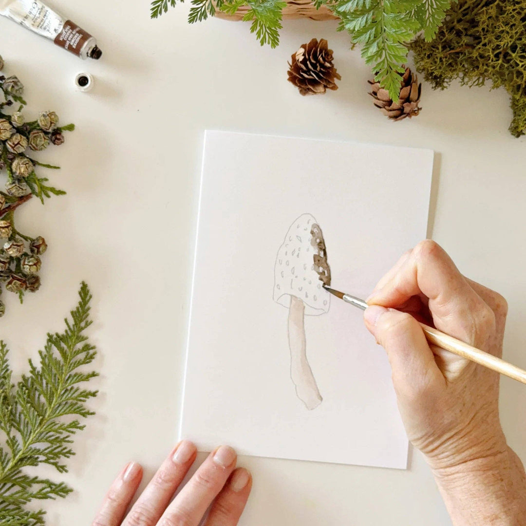 Mushrooms Paintable Watercolor Notecards