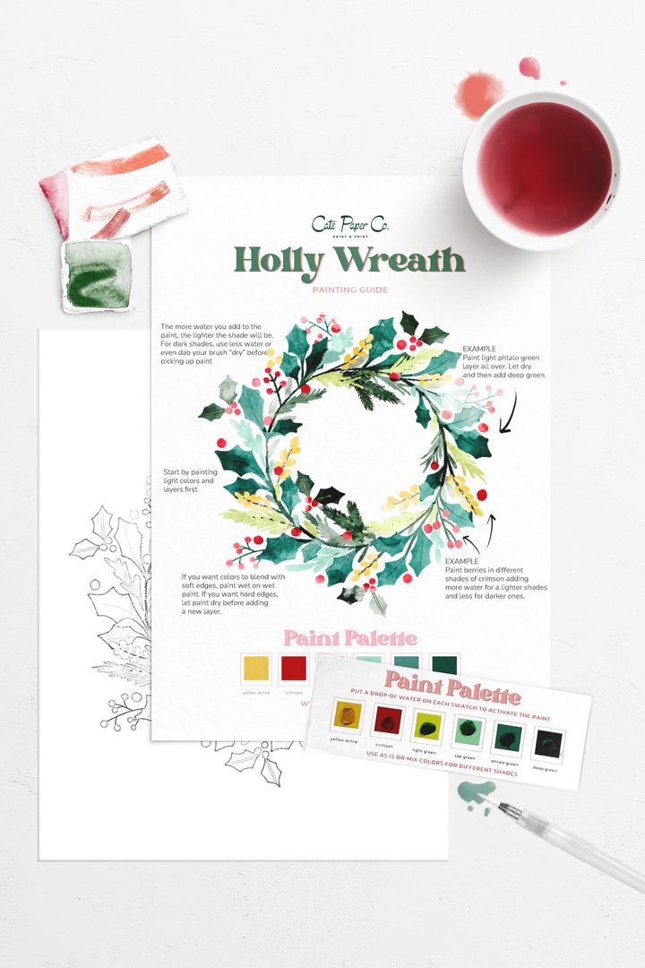 Holly Wreath Watercolor Kit