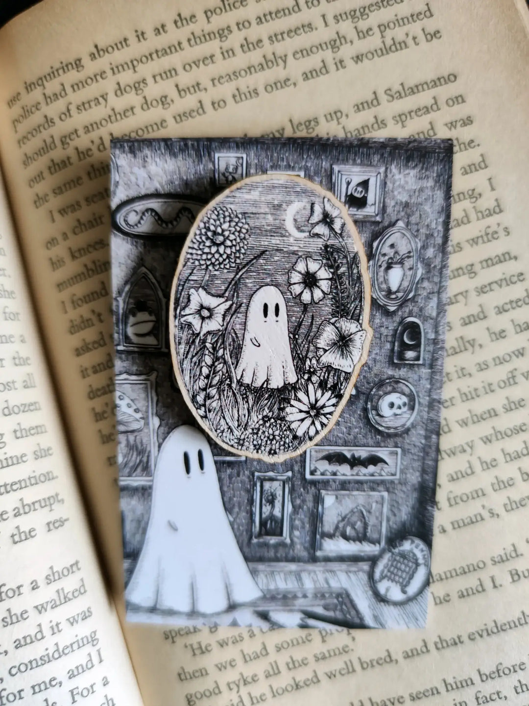 Meadow Ghost Wooden Pin Badge