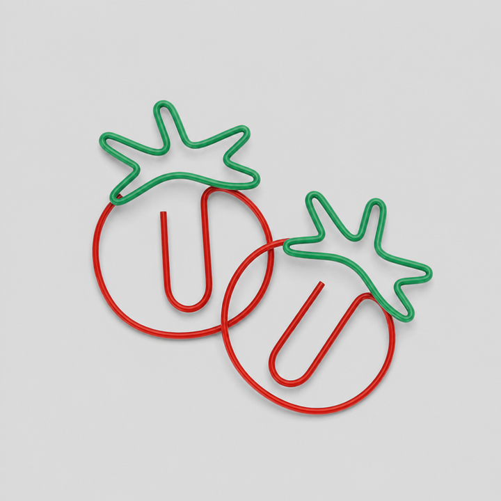 10 PCS Minimalist Tomato Shape Decorative Metal Paper Clips