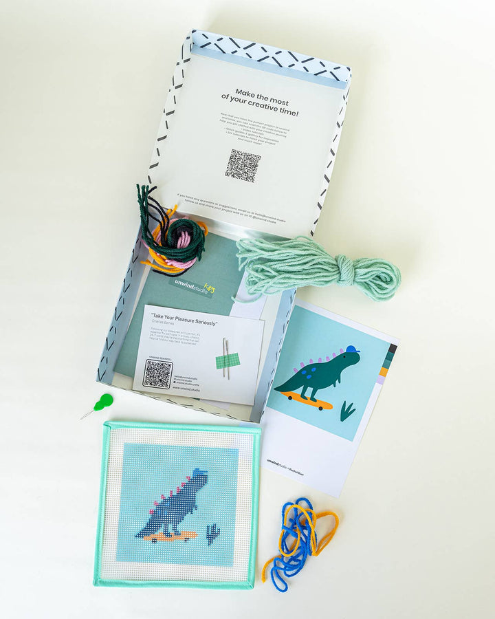 Dino The Skater - Needlepoint Kit for Kids