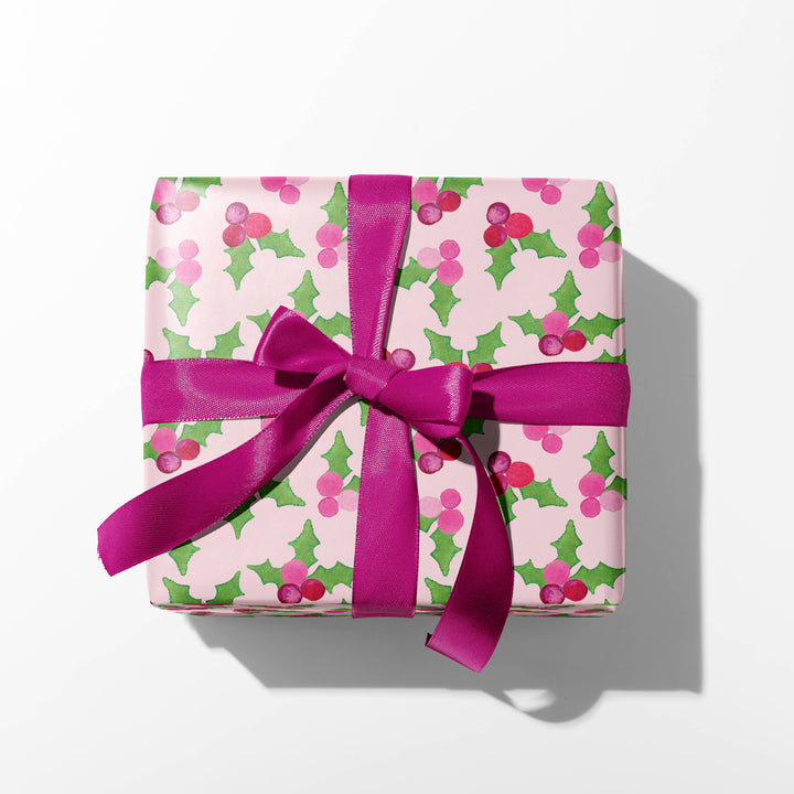 Pink Holly Berries Gift Wrap