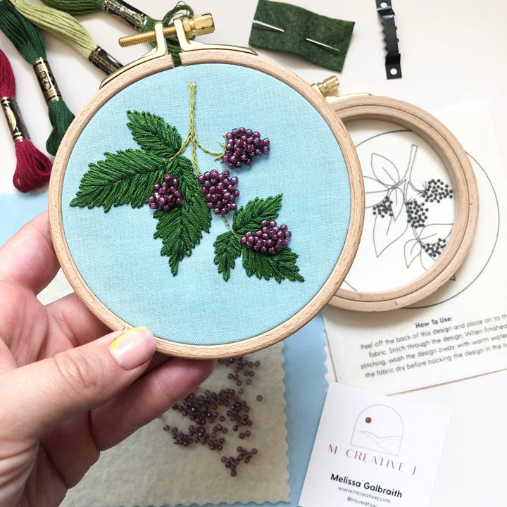 Beaded Berries - Botanical Embroidery Kit for Intermediate Stitchers