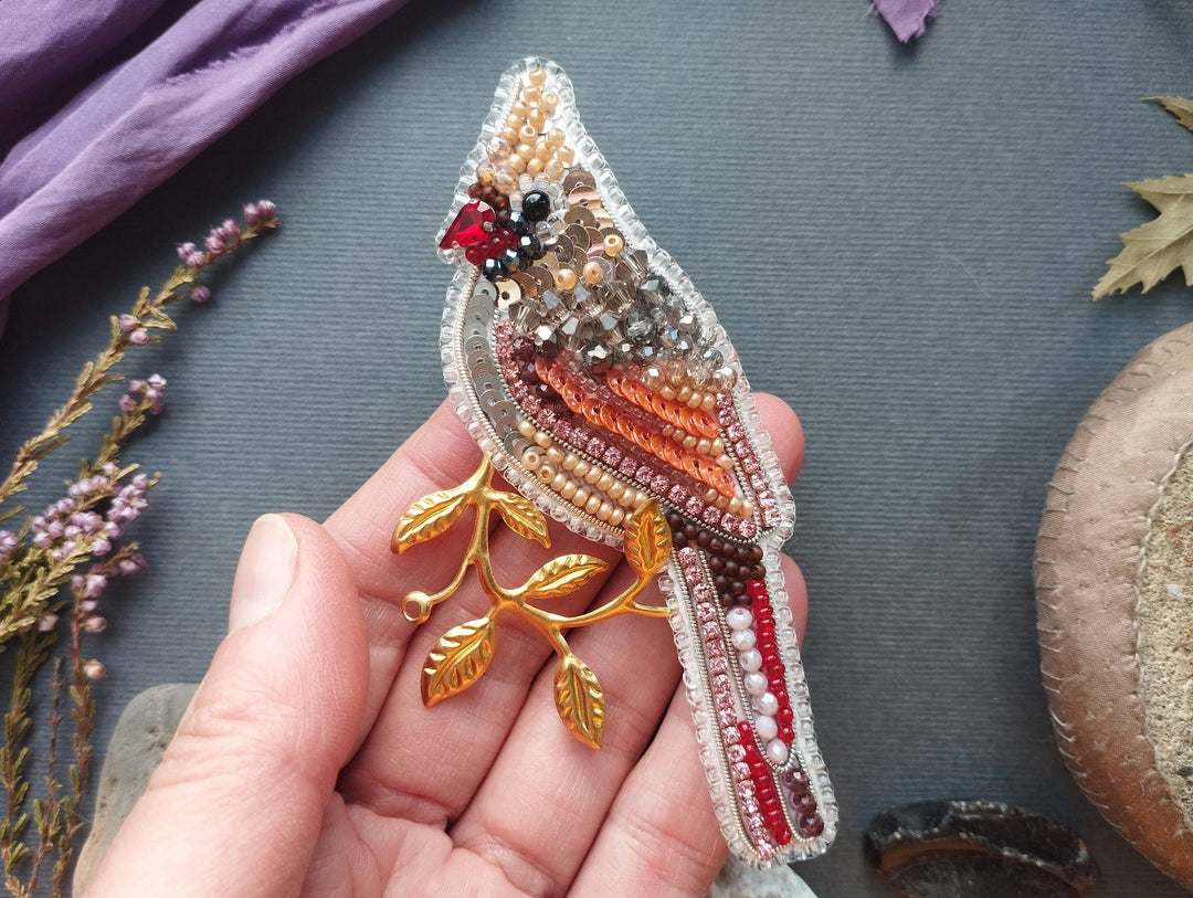 Set Of 5 Forest Bird Brooch Embroidery Kit, DIY Jewelry