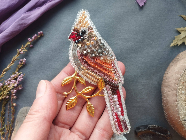 Set Of 5 Forest Bird Brooch Embroidery Kit, DIY Jewelry