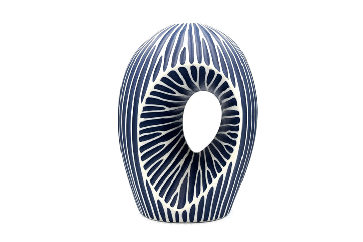 Handcrafted Porcelain Arch Vase White Stripe