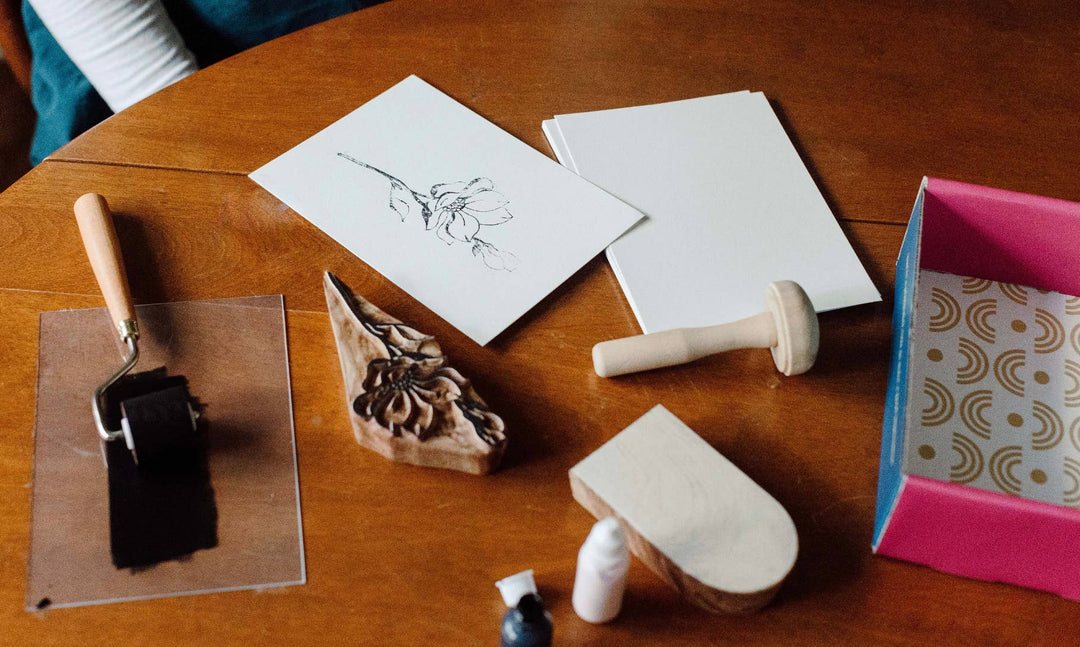 Geometric Magnolia Wood Block Printing kit