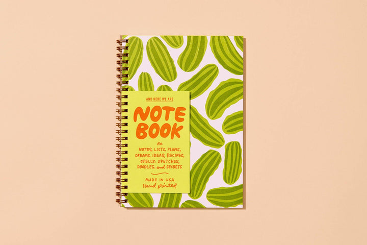 Letterpress A5 Lined Spiral Notebook—Pickles (Top Seller)