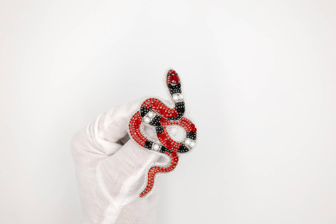 Coral Snake Bead Embroidery Kit: DIY Seed Bead Brooch