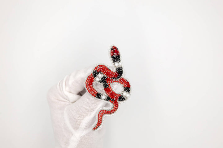 Coral Snake Bead Embroidery Kit: DIY Seed Bead Brooch